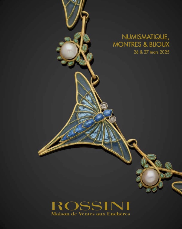 Page de couverture du catalogue de la prochaine vente bijoux chez ROSSINI le 27 mars 2025